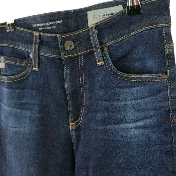 AG Farrah High Rise Skinny Crop Raw Hem Jean in 2 Years Beginning, Dark - Picture 3 of 9
